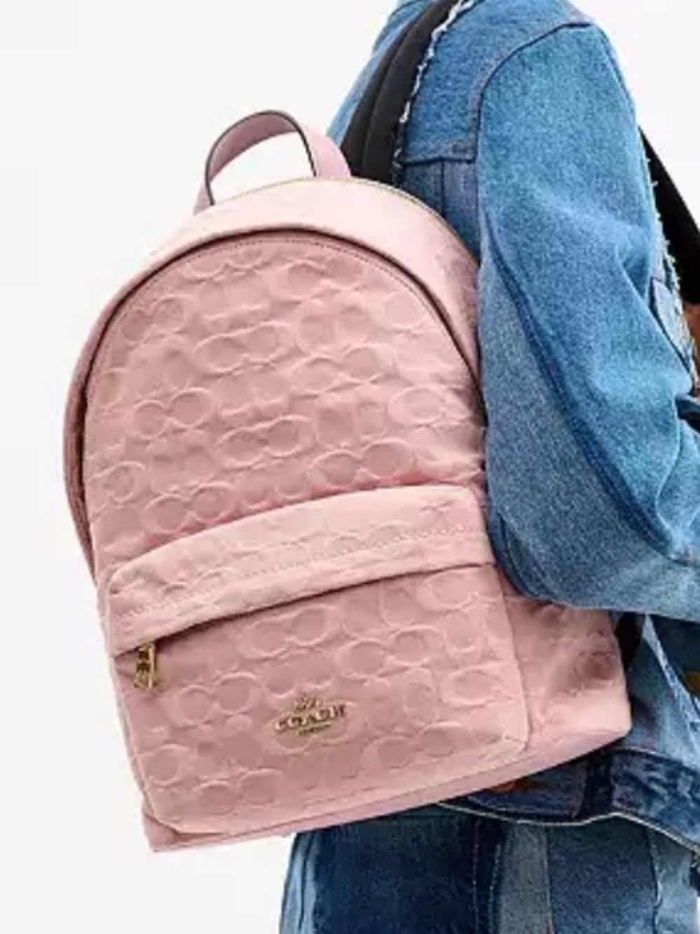 Coach Taylor Small Backpack In Signature Denim Soft Pink